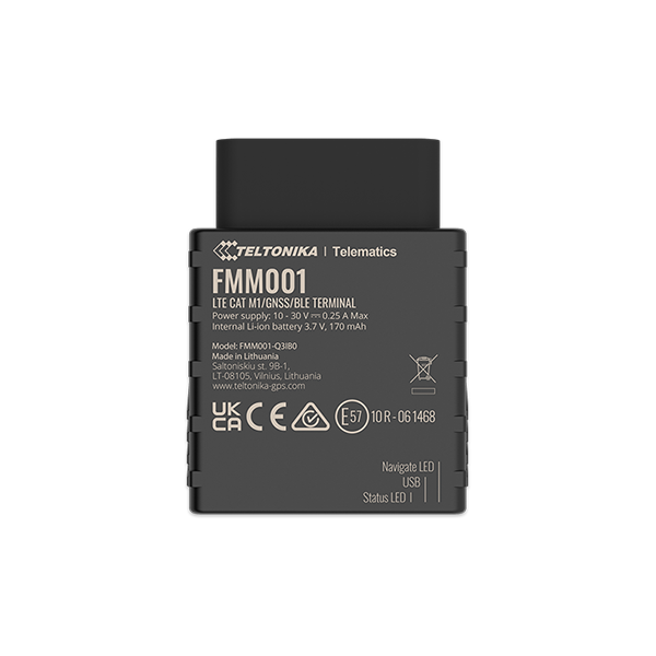 Teltonika FMM001 - LTE CAT M1 OBD device with GNSS and Bluetooth connectivity. Possibility to read OBD II parameters